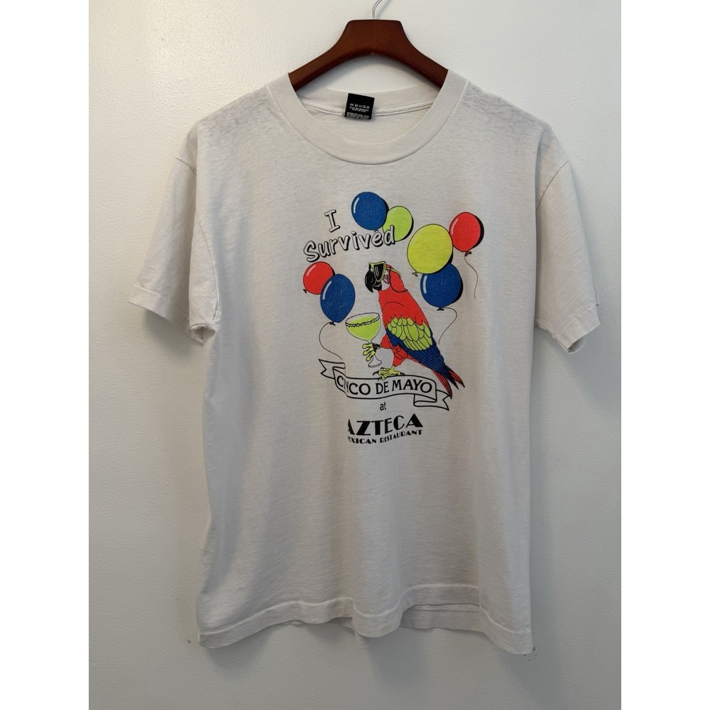 VTG Screen Stars Cinco De Mayo Patriot Balloons White T-Shirt Men's XL USA Made